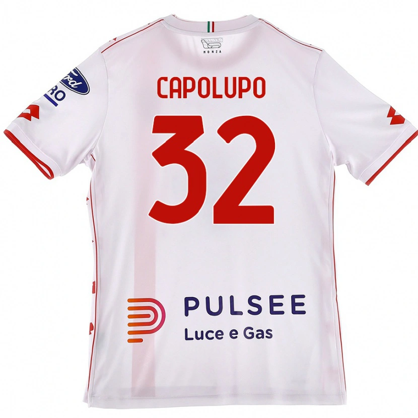 Danxen Femme Maillot Samuele Capolupo #32 Blanc Rouge Tenues Extérieur 2024/25 T-Shirt