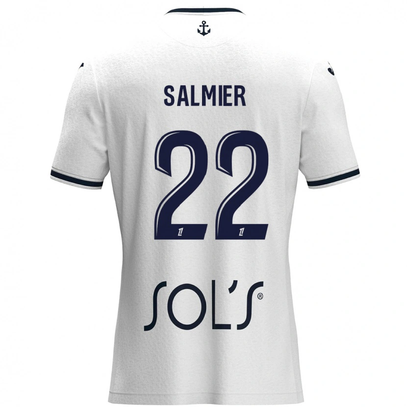 Danxen Femme Maillot Yoann Salmier #22 Blanc Bleu Foncé Tenues Extérieur 2024/25 T-Shirt