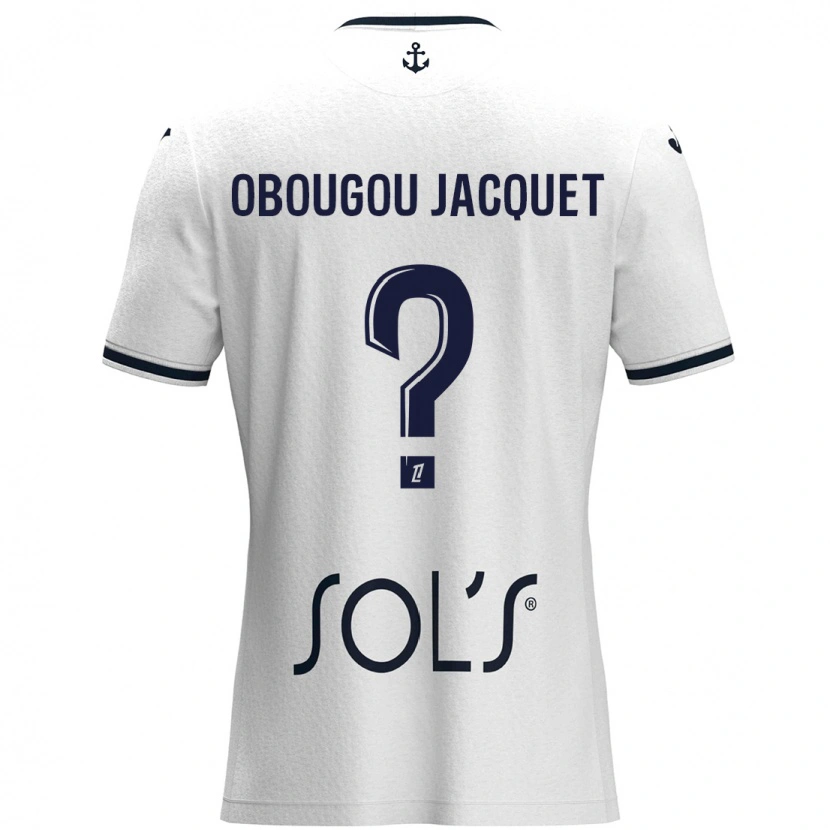 Danxen Femme Maillot Noam Obougou Jacquet #0 Blanc Bleu Foncé Tenues Extérieur 2024/25 T-Shirt