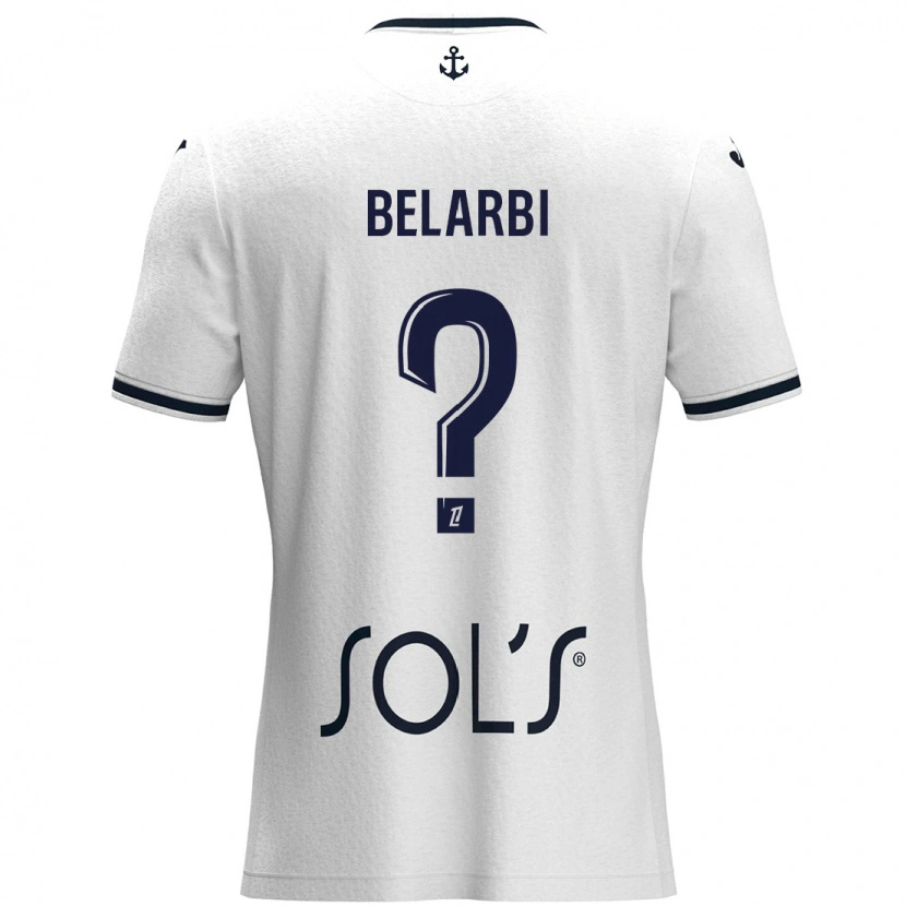 Danxen Femme Maillot Sohaib Belarbi #0 Blanc Bleu Foncé Tenues Extérieur 2024/25 T-Shirt