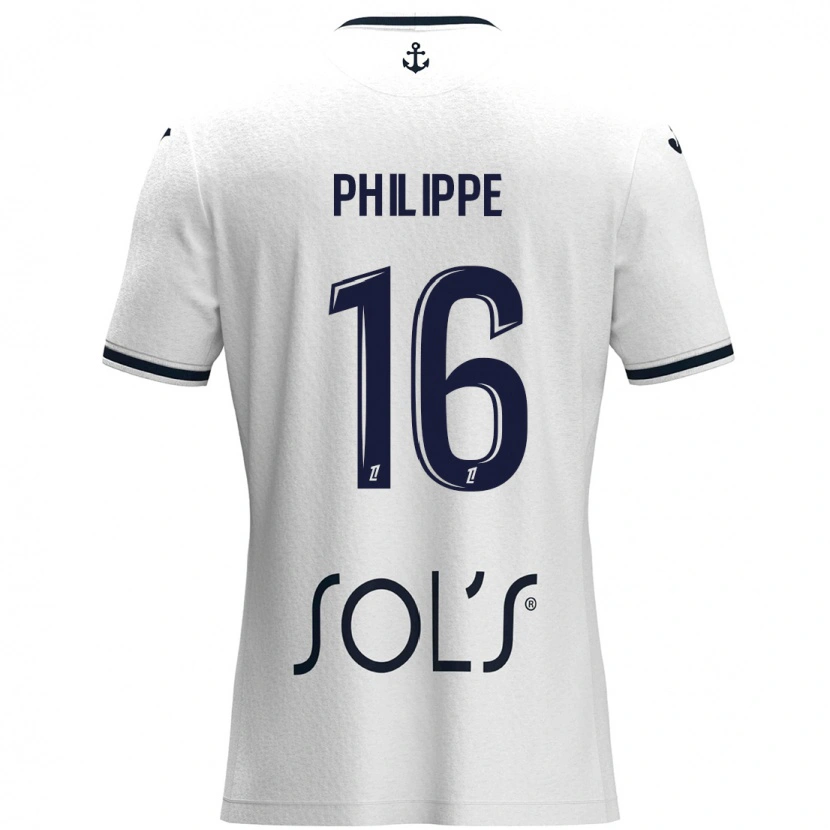 Danxen Femme Maillot Laëtitia Philippe #16 Blanc Bleu Foncé Tenues Extérieur 2024/25 T-Shirt