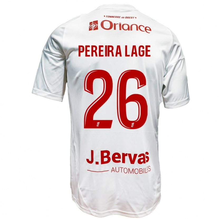 Danxen Femme Maillot Mathias Pereira Lage #26 Blanc Rouge Tenues Extérieur 2024/25 T-Shirt