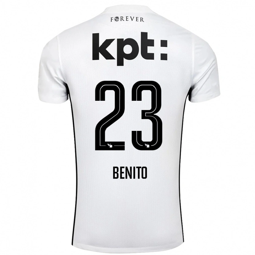 Danxen Femme Maillot Loris Benito #23 Blanc Noir Tenues Extérieur 2024/25 T-Shirt