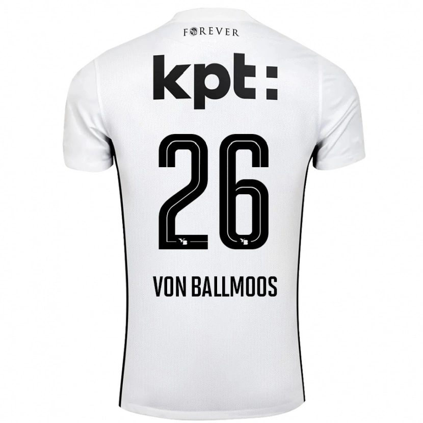 Danxen Femme Maillot David Von Ballmoos #26 Blanc Noir Tenues Extérieur 2024/25 T-Shirt