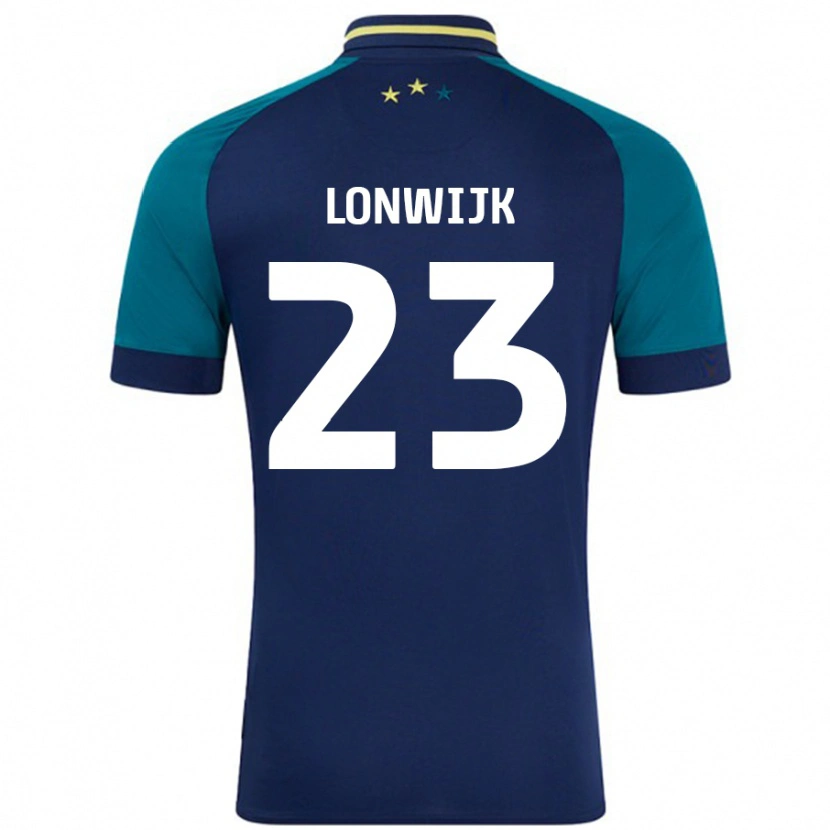 Danxen Enfant Maillot Nigel Lonwijk #23 Marine Vert Foncé Tenues Extérieur 2024/25 T-Shirt