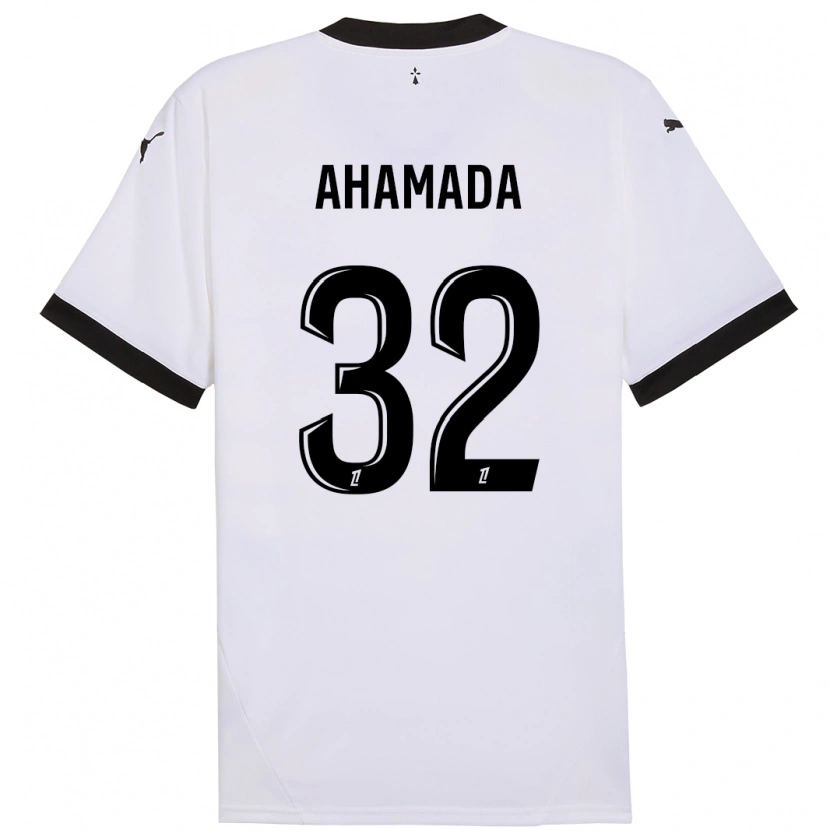 Danxen Homme Maillot Naouirou Ahamada #32 Blanc Noir Tenues Extérieur 2024/25 T-Shirt