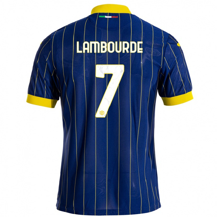 Danxen Homme Maillot Mathis Lambourde #7 Bleu Jaune Tenues Domicile 2024/25 T-Shirt