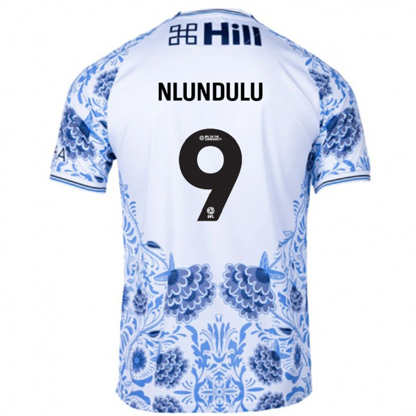 Danxen Homme Maillot Dan Nlundulu #9 Blanc Bleu Tenues Extérieur 2024/25 T-Shirt