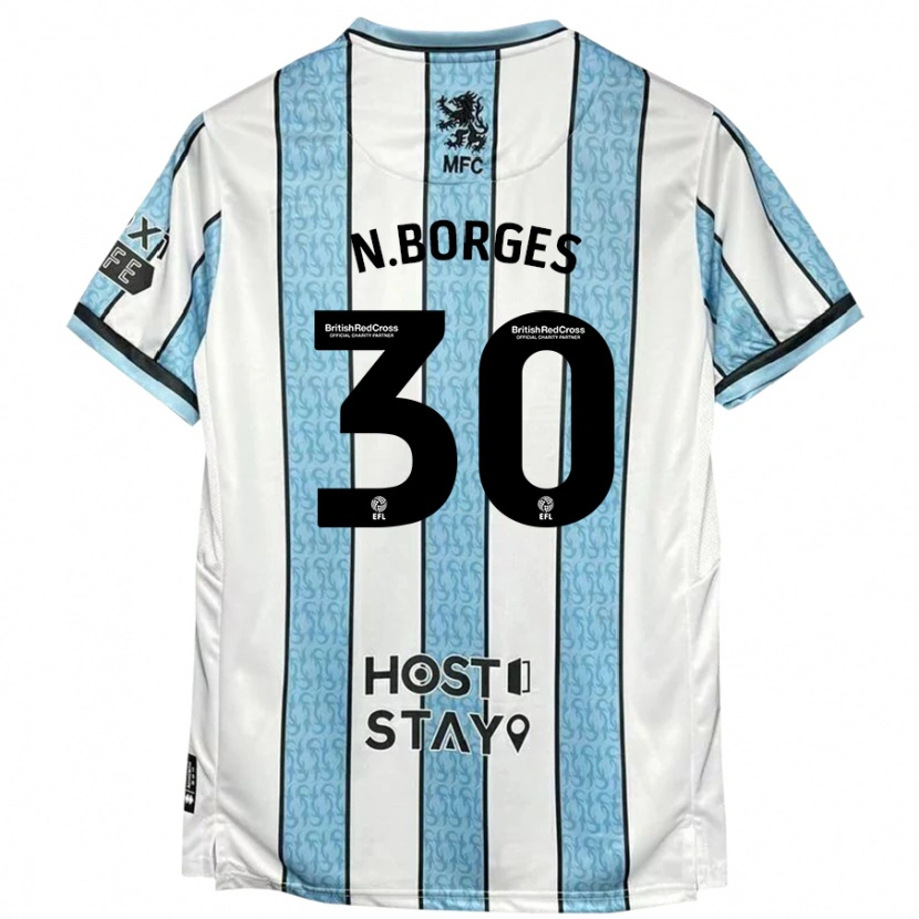 Danxen Homme Maillot Neto Borges #30 Blanc Bleu Tenues Extérieur 2024/25 T-Shirt