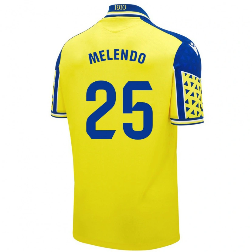 Danxen Femme Maillot Óscar Melendo #25 Jaune Bleu Tenues Domicile 2024/25 T-Shirt
